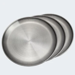 Assiette Plate De Camping | Diamètre Env. 23 Cm | Acier Inox | 3 Assiettes -Plein Air Fournitures Boutique assiette plate de camping diametre env 23 cm acier inox 3 assiettes 2
