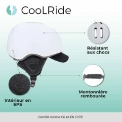 Casque Vélo Adulte 54-58 Cm Multisport Blanc Avec Casquette Amovible Intégrée -Plein Air Fournitures Boutique casque velo adulte 54 58 cm multisport blanc avec casquette amovible integree 2