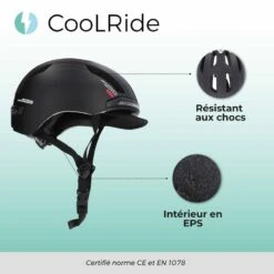Casque Vélo Adulte Avec LED 52-58 Cm Multisport Noir Avec Visère Intégrée -Plein Air Fournitures Boutique casque velo adulte avec led 52 58 cm multisport noir avec visere integree 2