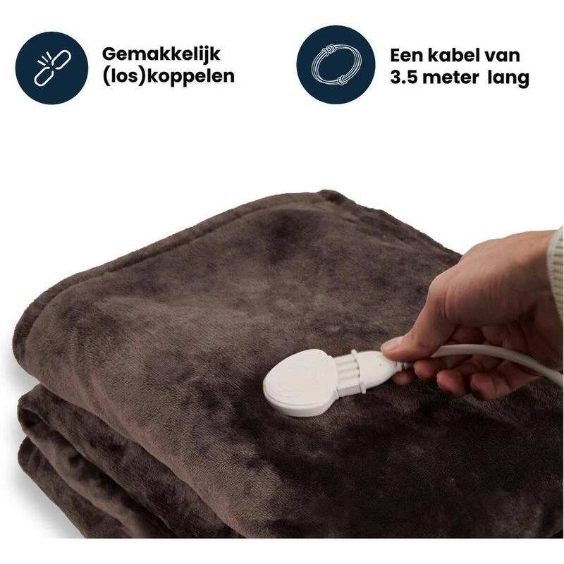 Couverture Électrique Luvego Avec Polaire/Sherpa - Brun Foncé 5 Couverture Électrique Luvego Avec Polaire/Sherpa - Brun Foncé – Image 5