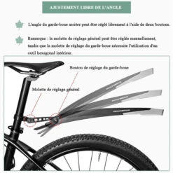 ROCKBROS Garde-boue De Vélo Garde-Boue VTT Avant Et Arrière Réglable En PP -Plein Air Fournitures Boutique garde boue de velo garde boue vtt avant et arriere reglable en pp 3