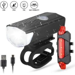 Kit D'éclairage LED Pour Vélo - Feu Avant Et Feu Arrière - 300 & 20 Lumens -Plein Air Fournitures Boutique kit declairage led pour velo feu avant et feu arriere 300 and 20 lumens 2