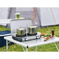 Campingaz Réchaud De Camping à Gaz 2 Feux Camp & Grill - Plancha, Grill Et Wok -Plein Air Fournitures Boutique rechaud de camping a gaz 2 feux camp and grill plancha grill et wok 9