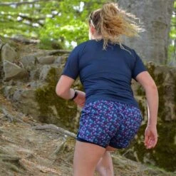 Short Course à Pied Femme Bleu Floral Ecoresponsable -Plein Air Fournitures Boutique short course a pied femme bleu floral ecoresponsable 4