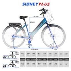 Vélo Ville Électrique Urbanbiker Sidney PLUS, Bleu, 26¨,540 Wh (15Ah 48V) -Plein Air Fournitures Boutique velo ville electrique urbanbiker sidney plus bleu 26540 wh 15ah 48v 6
