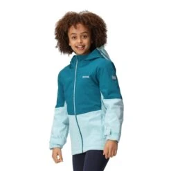 Regatta Veste Imperméable HIGHTON Enfant (Bleu Sarcelle Foncé / Bleu Pâle) -Plein Air Fournitures Boutique veste impermeable highton enfant bleu sarcelle fonce bleu pale 3